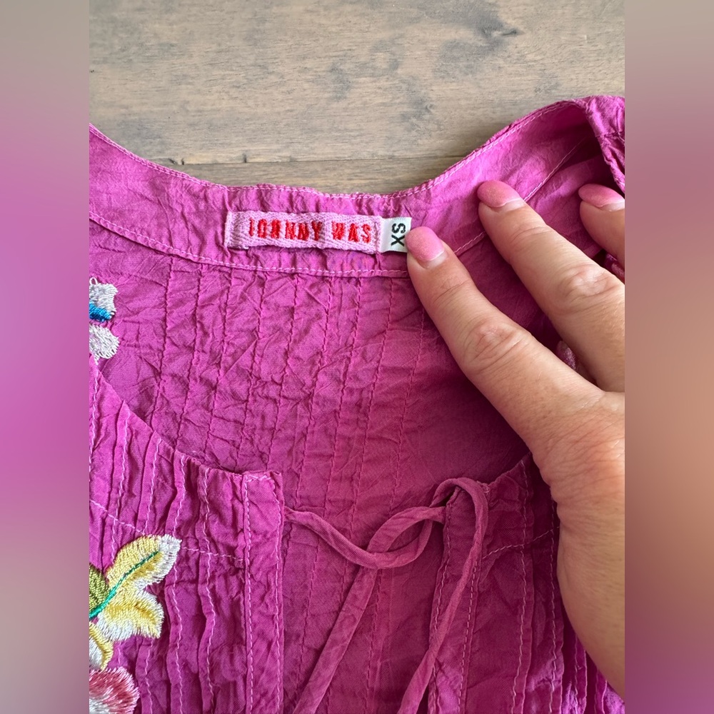 Johnny Was Embroidered Pink Top - Picture 8 of 10